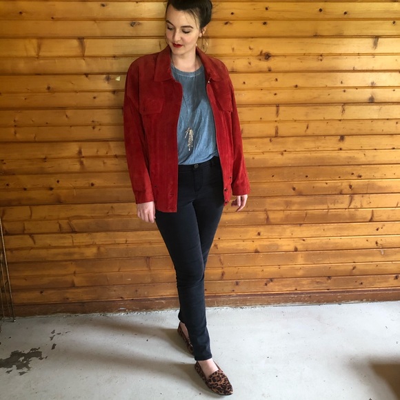 { outbrook } genuine leather vintage red bomber - Picture 2 of 8